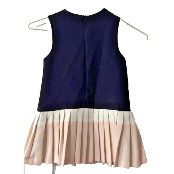 Blink Blank Preppy Toddler Dress Pleated Skirt Navy Sleeveless Size 3/4 - Picture 2 of 5